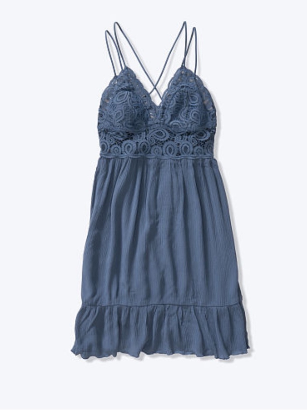 NEW PINK Crochet Lace Dress Dusty Blue Flowy Mini Dress